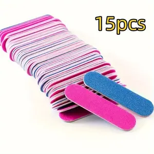 15 Pcs Double-Sided Nail Files: Miniature, Two-Sided, and Thin Nail Buffers for Smooth Nails - No Fragrance
