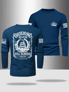 Men's Long Sleeve Round Neck T-Shirt, Activewear T Shirt, Polyester Fabric, Slight Stretch, Casual Fit for Spring & Outdoor Sports