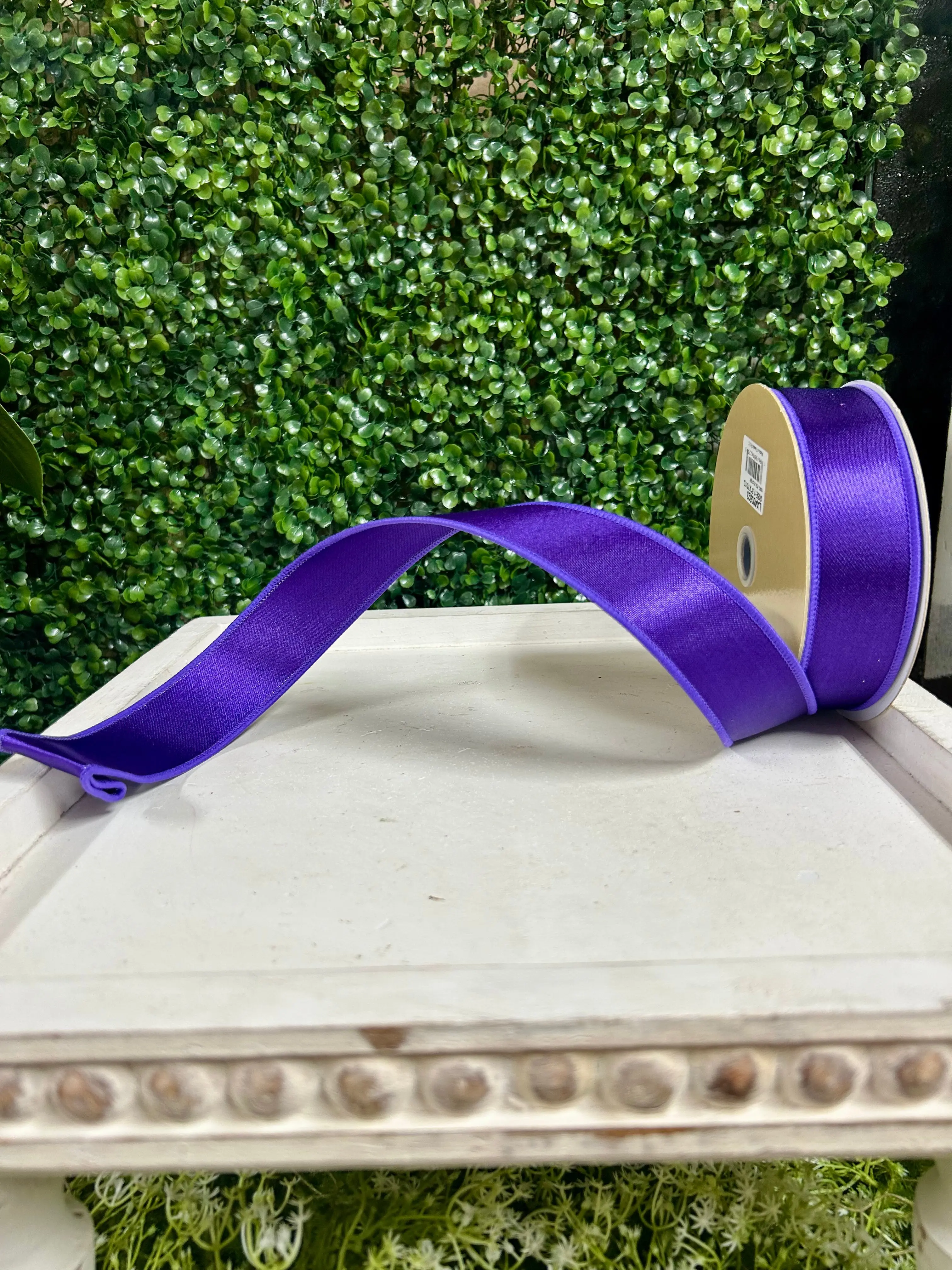 1.5 Inch By 10 Yard Purple Satin Fused Ribbon