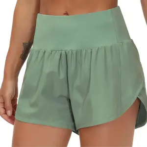 Women's High Waist Athletic Shorts, Fake 2-Piece Loose Casual Yoga Bottoms, Comfortable Stylish Women's Athletic Shorts for Running, Athletic Shorts Women