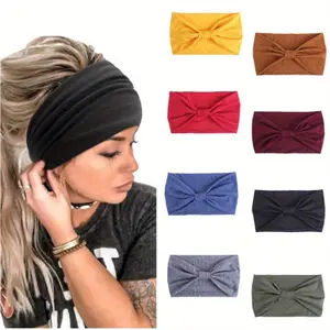 8 Pcs Non-Slip Headbands for Women,Boho Hair Bands Soft Cross Elastic Head Bands Hair Accessories,Wear for Yoga Working Out Travel or Running