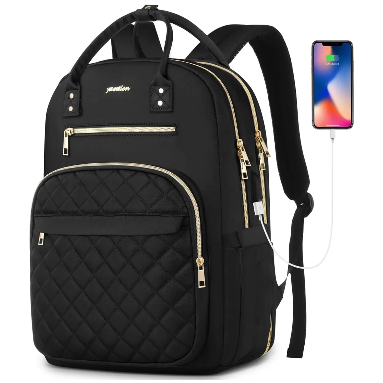 YAMTION Elegant Quilted Laptop Backpack 15-inch with USB Charging Port, Waterproof, Convertible Design, Suitable for Female Students, Workers, and Travelers - TikTok Shop YAMTION Elegant Quilted Laptop Backpack 15-inch with USB Charging Port, Waterproof, Convertible Design, Suitable for Female Students, Workers, and Travelers - TikTok Shop