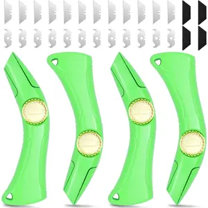 4 Sets of Heavy-Duty Roofing Shark Knives - Each Set Includes 6 Fixed Blades & 1 Blade Box - Ideal for Cutting Drywall, Duct, Carpet, and Cardboard (4)