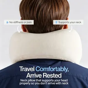 Cloud Capsule Travel Neck Pillow, 3-Zone Ergonomic Memory Foam Neck Support Pillow, Ultra Soft Cloud-Like Comfort, Cooling & Breathable Fabric, Full 360° Neck Ergonomic Support, Foldable Packable Pillow with Premium Silicone Storage Capsule