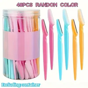 48pcs Stainless Steel Multi-Functional Facial Trimmers, Safety Protective Cover for Eyebrows, Body, Face, Bikini Area, for Women and Men, Eyebrow Shaping Kit