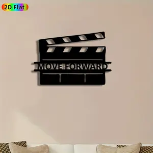 1pc Clapperboard Metal Wall Art, Dynamic Clapperboard Statue Mural, Ideal Gift for New Year, Christmas, Film Enthusiasts,   Perfect for Home Theater Wall & Backyard Fence, Stylish Movie-Inspired Wall Decor