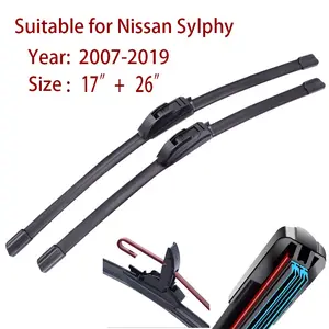 1-piece Nissan Sylphy 2007-2019 Front Windshield Wiper 26" 17" U-hook Front Window Wiper Car Essential Accessory