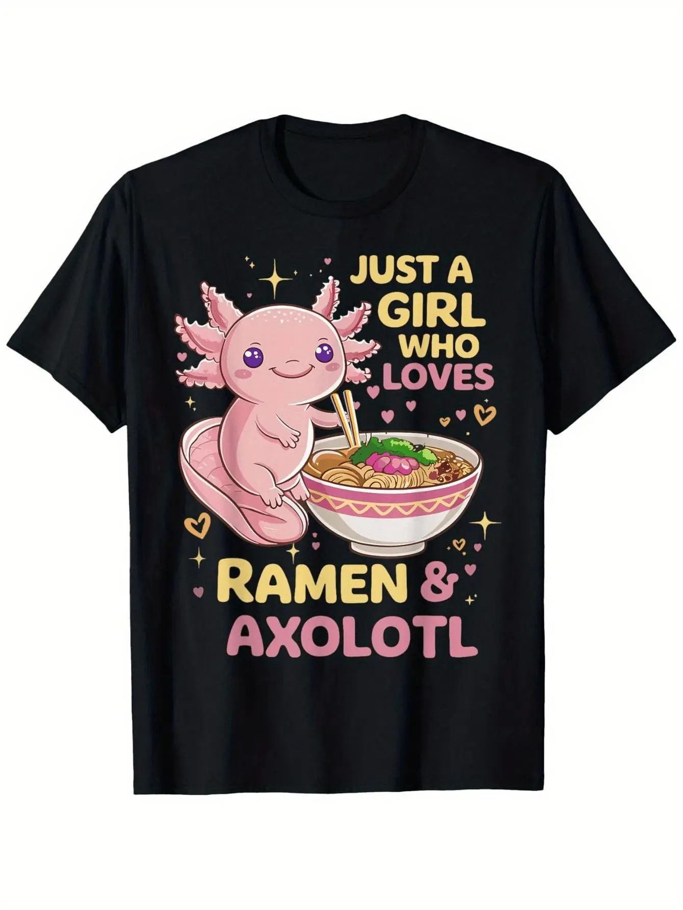 Axolotl Kawaii Just A Girl Who Loves Ramen and Axolotls T-Shirt