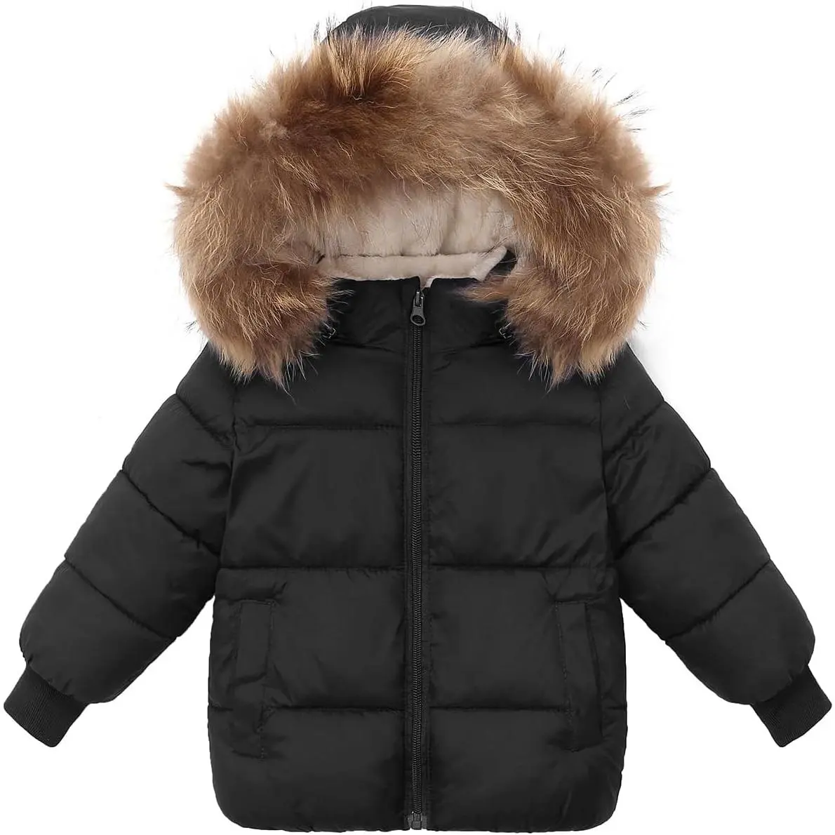 Baby Boy Winter Coat Toddler Girl Hooded Puffer Jacket Fur Collar Down Outerwear