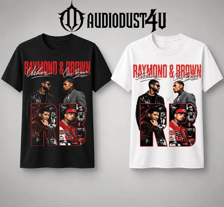 AudioDust4U 2026 Raymond & Brown V3 Tour Men's Short-Sleeve T-Shirt Tops Garment - Seamless Hem Prints, Urban Hip Hop Soul Streetwear, Gift for Breezy Fans, Shortsleeve, Cotton, Classic, Casual, Fashion, Menswear, Round Neck, Fabric, Ribbed, Tshirt