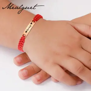Personalized Baby Bar Bracelet, Custom Name ID Wristband, Red String Luck Birthday Gift with Card for New Born Child