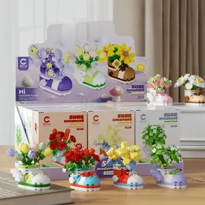 Trendy Shoe Flower Succulent Plant Model Micro Beads Building Block Toy, Trending Gift Decoration Piece, Perfect for Collectors, Diy Kits