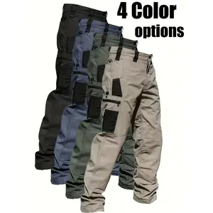 Men's Solid Color Tactical Work Pants, with Multiple Pockets and Zipper Closures, Durable Outdoor Training Pants, Available in Multiple Colors, Fishing, outdoor activities, work, hiking, camping 230 Grams Per Square Meter Men's Set.