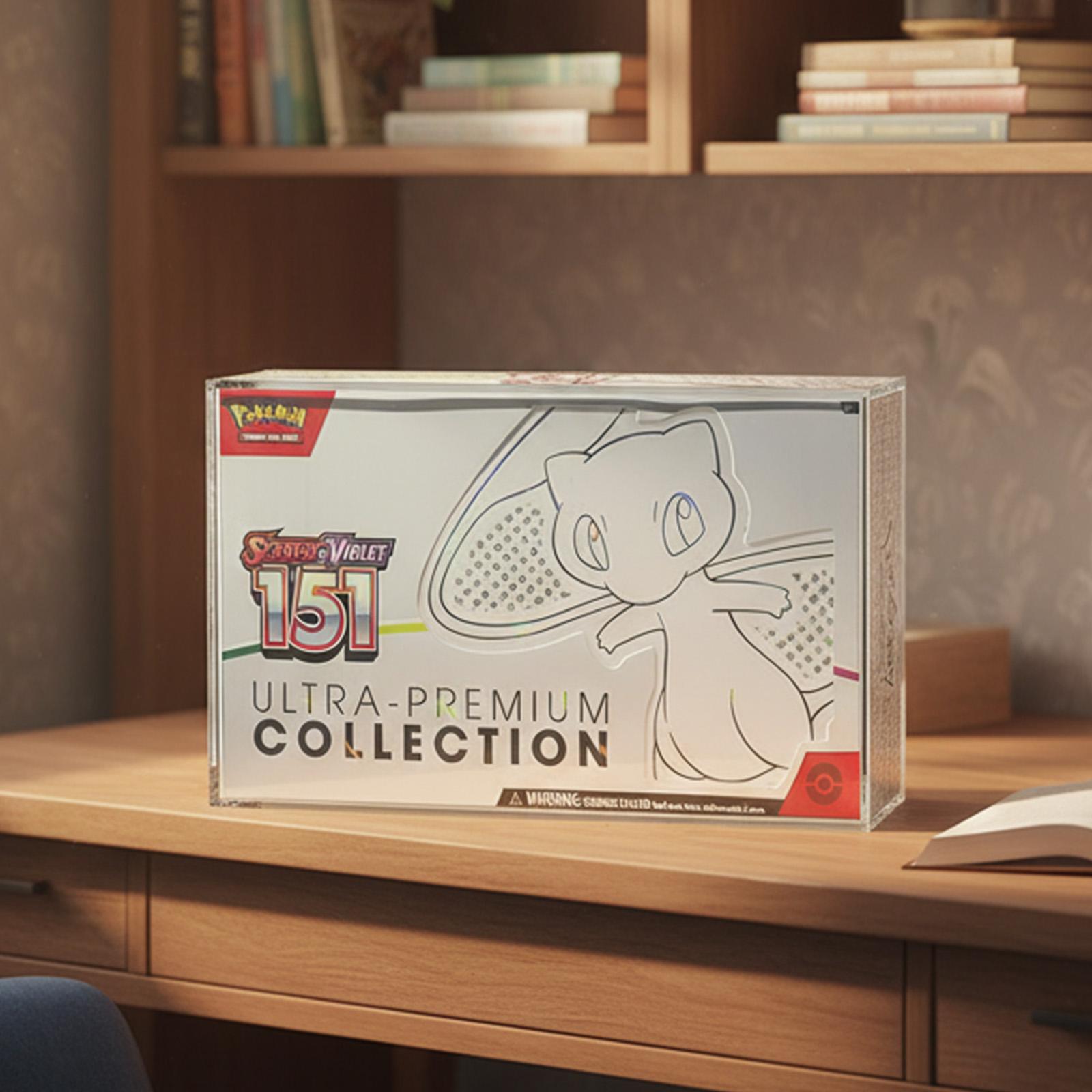 Acrylic Acrylic Display Case with Sliding  Lid for PKMN 151 UPC Mega Charizard ex UPC Storage Booster Box Trading Anime Graded Cards , 6MM Thick Magnetic Lid Protector  Holder Stackable