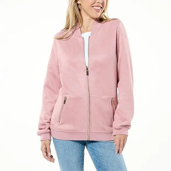 Joy Mangano Joy CleanBoss Luxurious Faux Suede Reversible Bomber Jacket