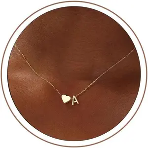 Turandoss Heart Initial Necklace for Women Teen Girls - 18K Gold Plated Letter A-Z Pendant Necklace Dainty Heart Necklaces Tiny Initial Necklaces Birthday Gifts for Women Jewelry