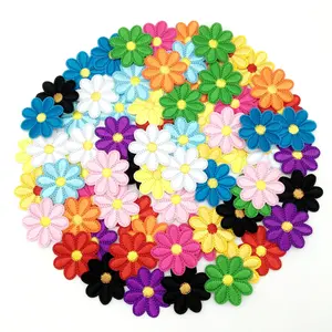 72pcs Daisy Flower Iron on Patches, Cute Daisy Floral Embroidery Applique, Multicolor for Hats Clothes Jeans Jackets Curtains
