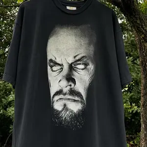 Women's Vintage 1997 WWF Undertaker Big Face Double Sided Graphic Short Sleeve Casual Tshirt, Lord of Darkness Wrestling Top