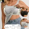 Summer PLUS SIZE Women's Sporty/Workout Built in Bra Vest Set, Sleeveless High Stretch Activewear Training Tank Top, Ideal for Yoga Running Cycling, Gym&Outdoor Activities