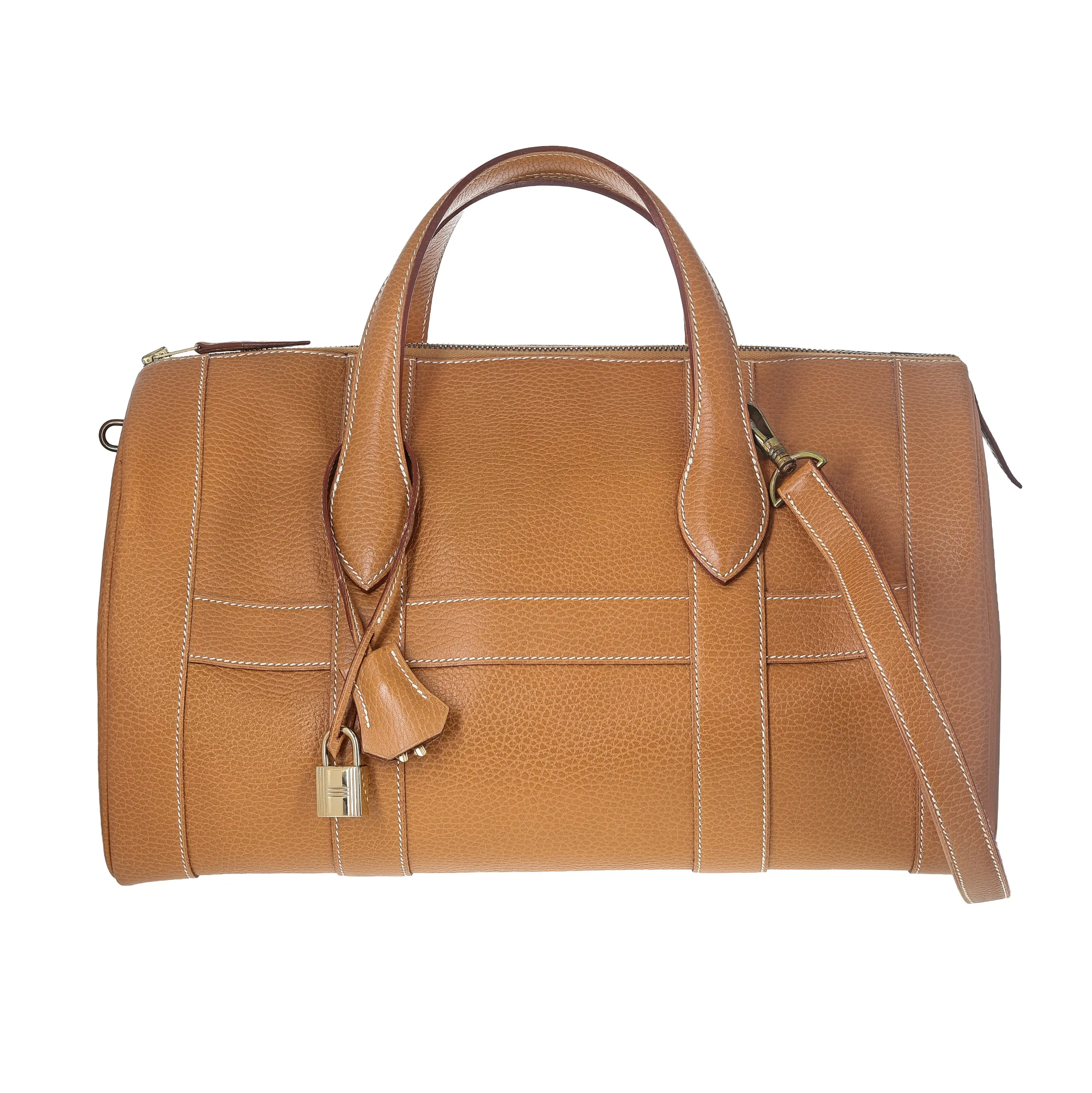 Pre-owned HERMÈS Calfskin Luggage Ardennes RD Convertible Duffle Brown