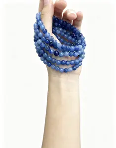 Natural Blue Aventurine Beaded Bracelet, 6mm Blue Crystal Stretch Bracelet, Healing Stone Jewelry for Women, Elegant Gift for Crystal Lovers