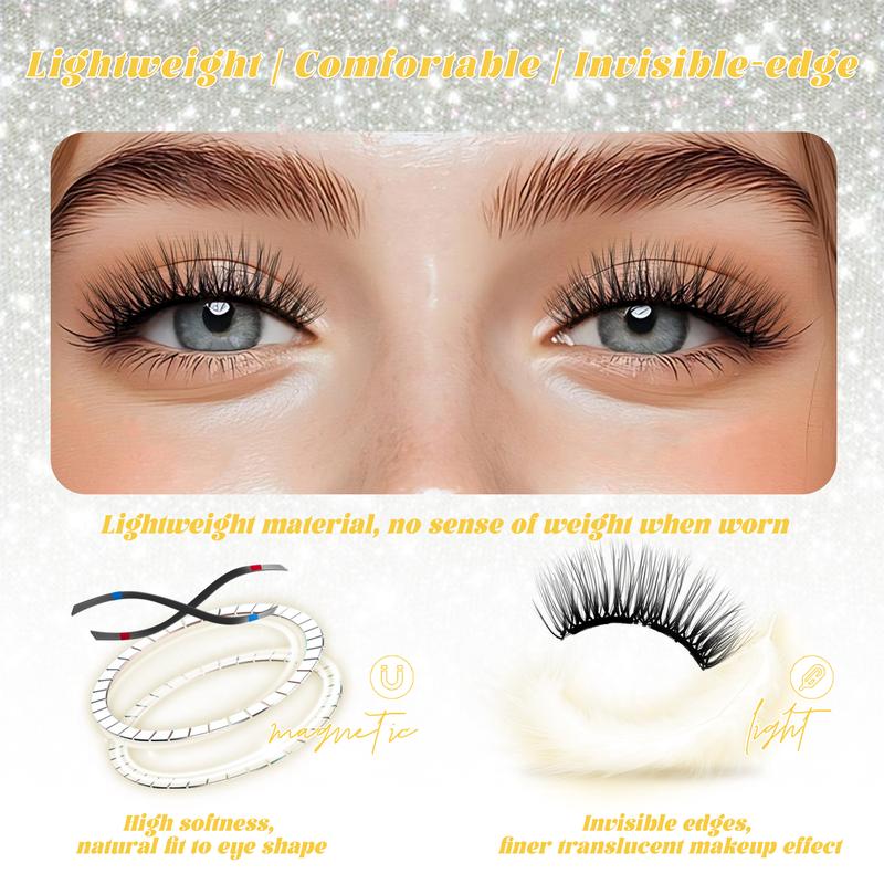 Magnetic Eyelashes with Applicator - CHENSPLEND Upgrade Soft Reusable Lashes + Feathery Style, Natural Look No Glue Needed, Easy Wear/Remove Magnetic False Lash Kit
