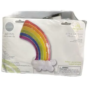 Anagram Rainbow Ballon Party 31in x 45.5in Latex-Accented Supershape Inflatable with Helium or Air for Festive Celebrations
