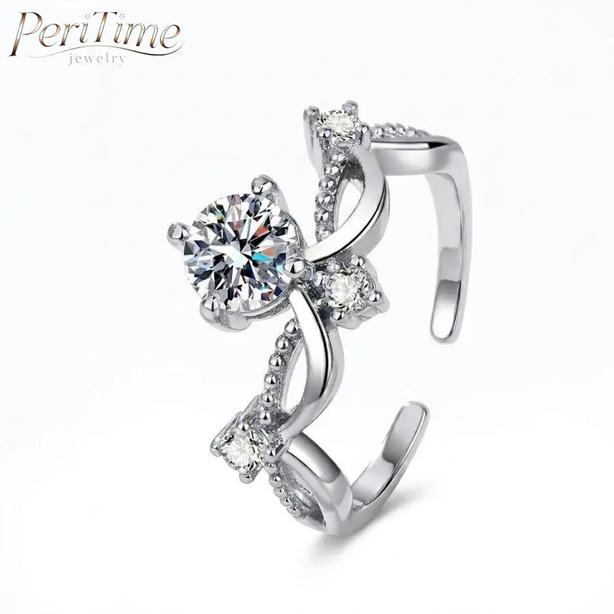 PERITIME Promise Ring for Couples S925 Sterling Silver Matching Rings Princess Crown  Jewelry Sparkling Zircon Adjustable Engagement Wedding Band Anniversary Gift for Her