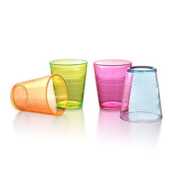 BarConic® 2oz Thick Assorted Neon Plastic Shot Glass Set - Reusable, Washable Kitchen Drinkware