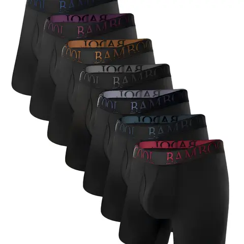 BAMBOO COOL Men's Basic Classic Plain Casual Boxers Sets - 92% Bamboo Viscose, 8% Spandex, 3D Pouch Support, 4-Way Gentle Stretch, Seamless Back, No-Wedge Design, Elastic Waist, Machine Washable Minimalist Menswear Underwear for Everyday Use