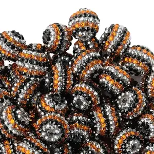 Buzzin Bee Rhinestone Beads 20mm | Bee Stripe Beads | Halloween Tok | Colorful Beads | Acrylic Beads