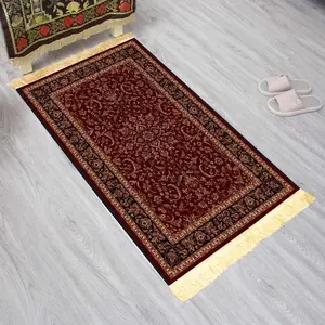 1pc Persian Style Red Prayer Mat - Muslim Prayer Rugs, Polyester, Machine Washable, Indoor/Outdoor Use, Ideal for Pilgrimage & Meditation, Islamic Wall Art
