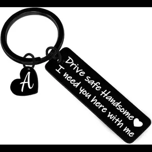 Drive Safe Handsome Mens Gifts For Him Dad Husband Boyfriend Gifts Initial Drive Safe Keychain For man Valentine's Day gift