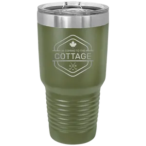 I'm Coming to the Cottage (Maple Leaf) 30 oz Tumbler | Olive Green