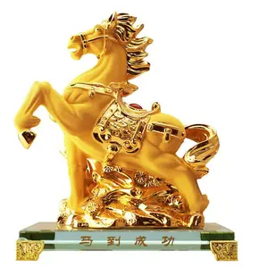 2026 Chinese Zodiac Horse Year Golden Resin Collectible Figurines Table Decor Statue Large