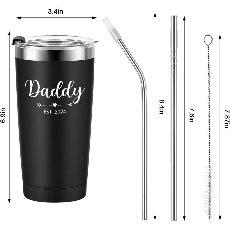 Daddy and Mommy Est 2024 Travel Tumbler, New Parents Insulated Tumblers 20Oz, Mom Dad Gift for Mother'S Day, Father'S Day, Christmas, New Pregnancy, Birthday, Baby Shower (Black White) Gtmileo
