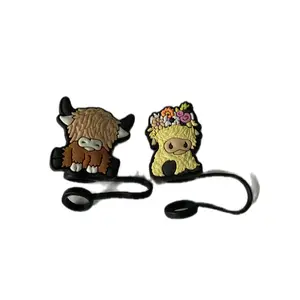 Cow Straw Toppers 2 pack