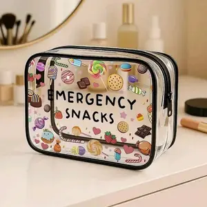 Clear Plastic Emergency Snack Bag, Portable Travel Storage for Road Trips, Large Capacity for Picnics and Daily Snacks, Transparent Plastic Storage