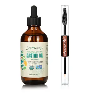 Animizum Hair care organic castor oil, certified by the United States Department of Agriculture. Castor seed oil, used for hair care essential oil, eyelash care, skin care essence, and skin moisturizing. Capacity 4 ounces (120 milliliters), glass bottle.