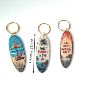 5 Piece Mini Surfboard Acrylic Keychains, Beach Style Bag Charms, Summer Vacation Souvenirs, Key Rings for Travel Accessories
