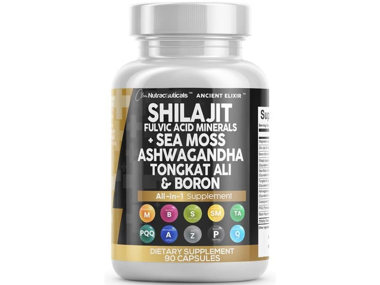 Clean Nutraceuticals Shilajit Fulvic Mineral Supplement with Sea Moss For Optimal Health & Wellness - Ancient Elixir