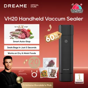 【Super Brand Day】DREAME VH20 Handheld Vacuum Sealer, 5L/min High-Speed Pump, Dry & Moist Food Modes, Auto Stop, Waterproof Design, Seal Meal Saver, Portable Food Sealer, Comes with 20 Reusable Vacuum Bags for 6X Preservation & Fresh