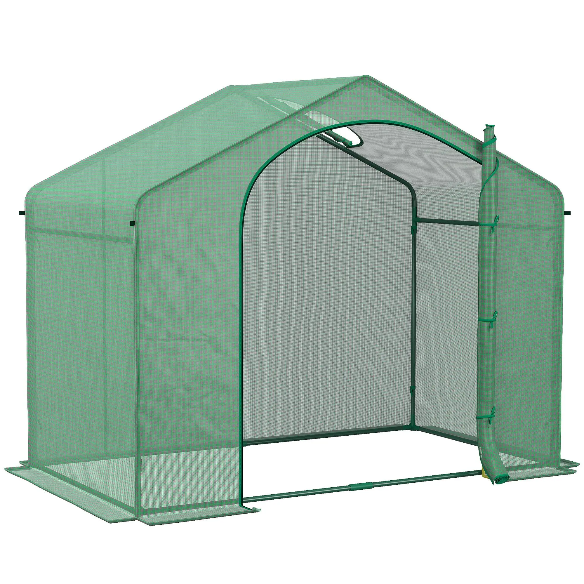 Outsunny 6'x3'x5' Portable Walk-in Greenhouse Structure - Large Enclosure Sloped Roof Greenhouse with PE Cover, Steel Frame, Zipper Door, Top Vent for Outdoor Backyard Flowers, Vegetables, Tropical Plants, Greenhouse Structure Greenhouses, Large Enclosure