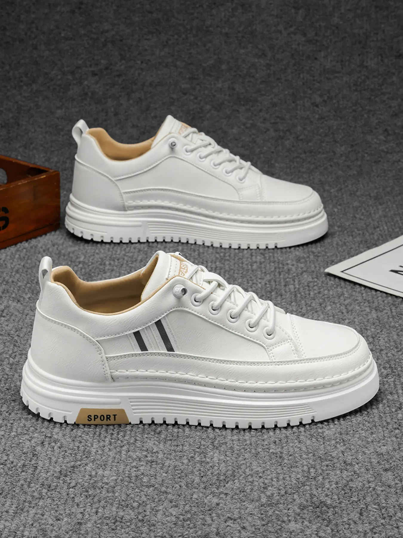 1 Pair Men's Casual Skate Shoes, Skater Shoes, Casual Skateboarding Shoes: Lightweight & Non-slip, Comfortable Fabric Upper + Elastic Outsole + Lace-up Design, Minimalist Commuter Style, Ideal for Men's Daily Streetwear & Commuting