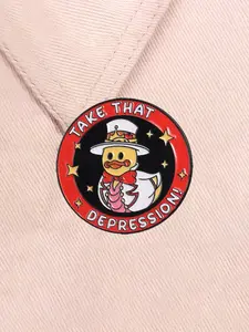 Take That Depression Enamel Pin Cartoon Round Lucifer Morningstar Yellow Duck Cute Animal Alloy Brooch Lapel Backpack Badge Fashion Jewelry Accessories Gift for Friends