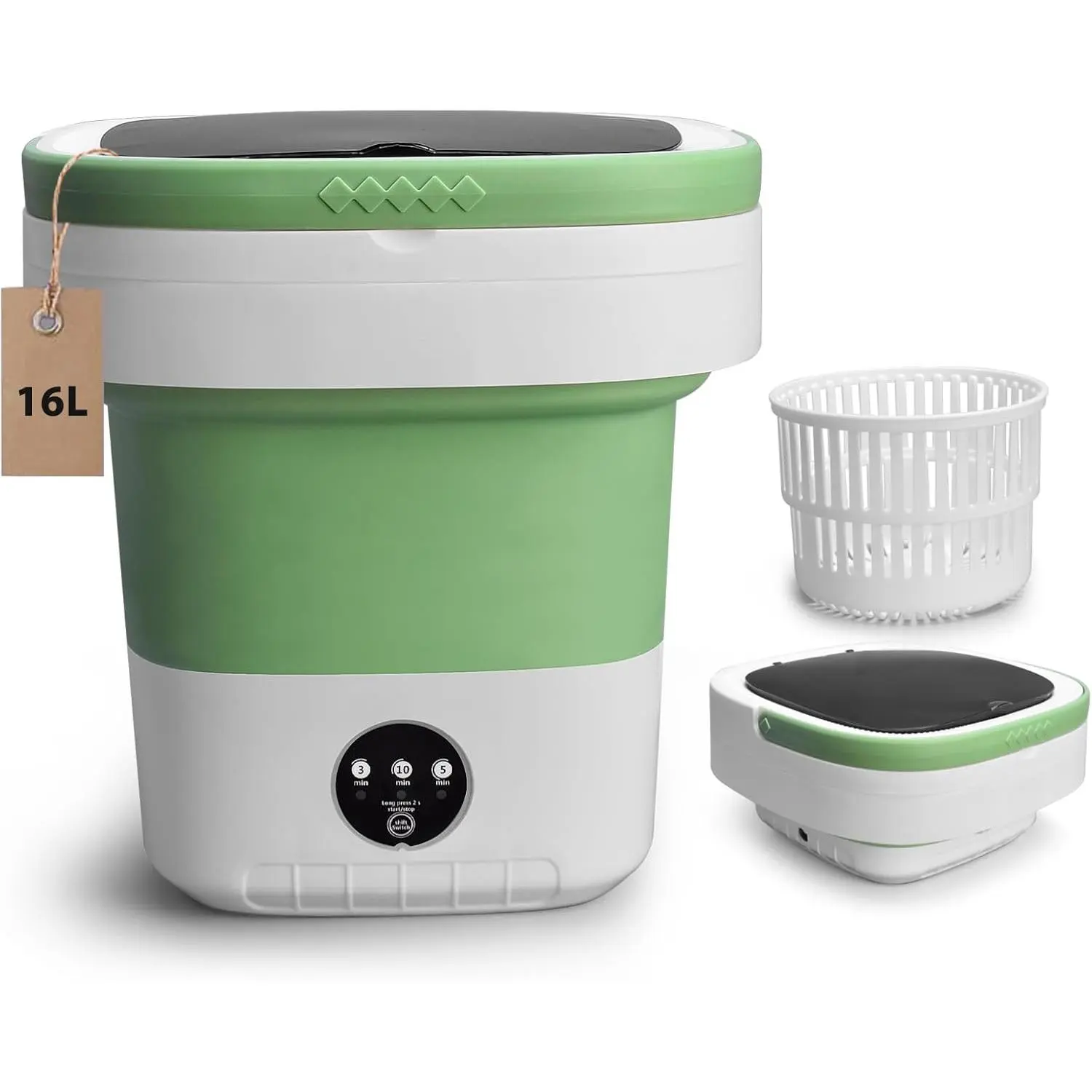 16L Foldable Portable Washing Machine - 12*13in Compact Unit with Lightweight and Portable Construction, High Frequency Pulsation Deep Clean for Closets, Busy Parents, Travelers