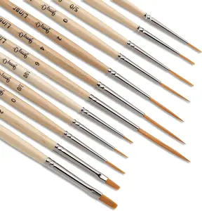 12 Pcs Detail Paint Brushes, Golden Synthetic Hair, High Performance for Oil, Acrylic and Watercolor