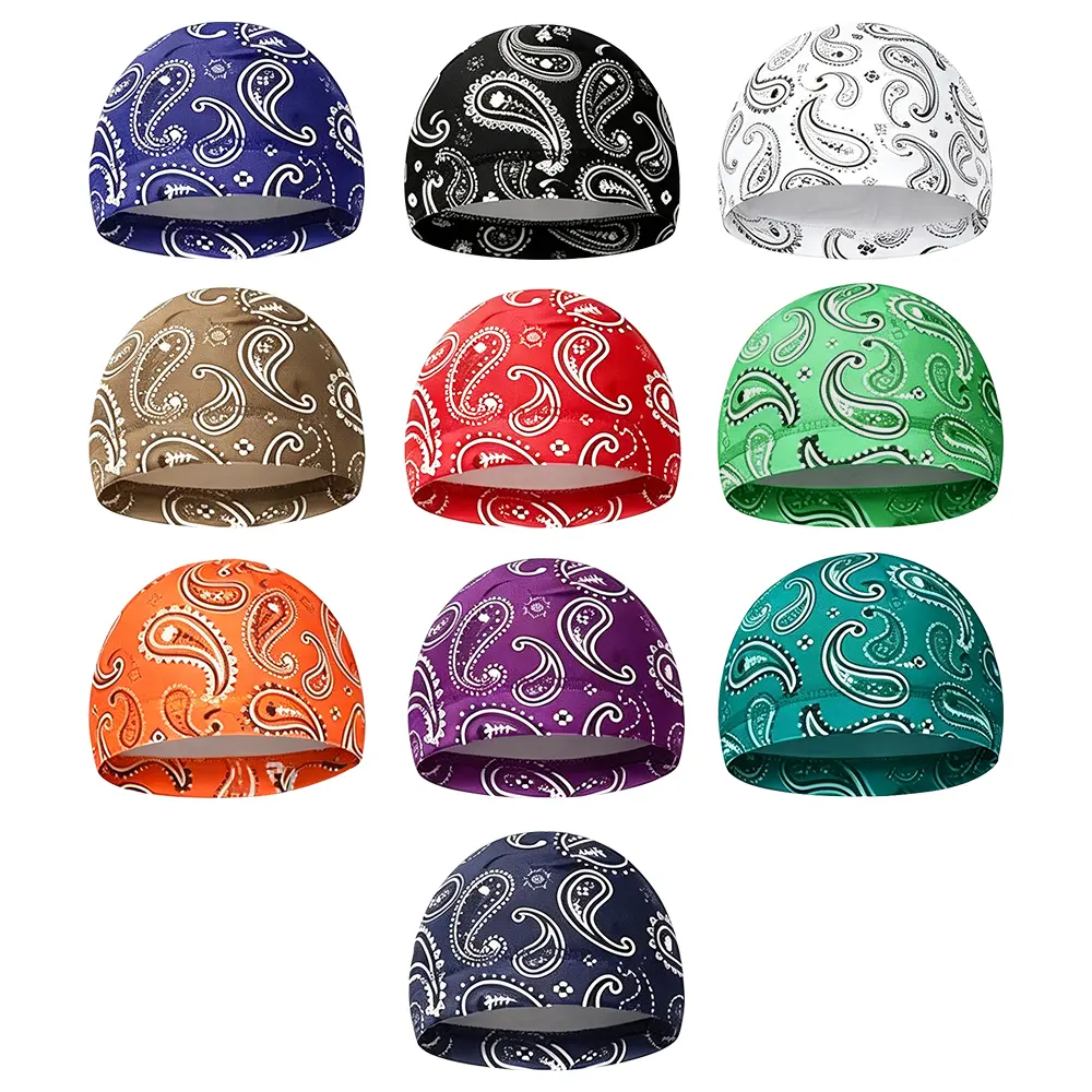 10Pcs Cooling Skull Cap Motorcycle Helmet Liner Men Women Sweat Wicking Beanie Bicycle Running Cap Head Wrap hats