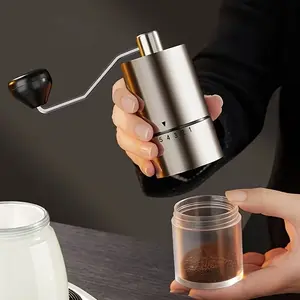 Manual Coffee Grinder with Conical Burr, Portable Espresso Maker for Camping, Travel, Office, Stainless Steel & Plastic Models