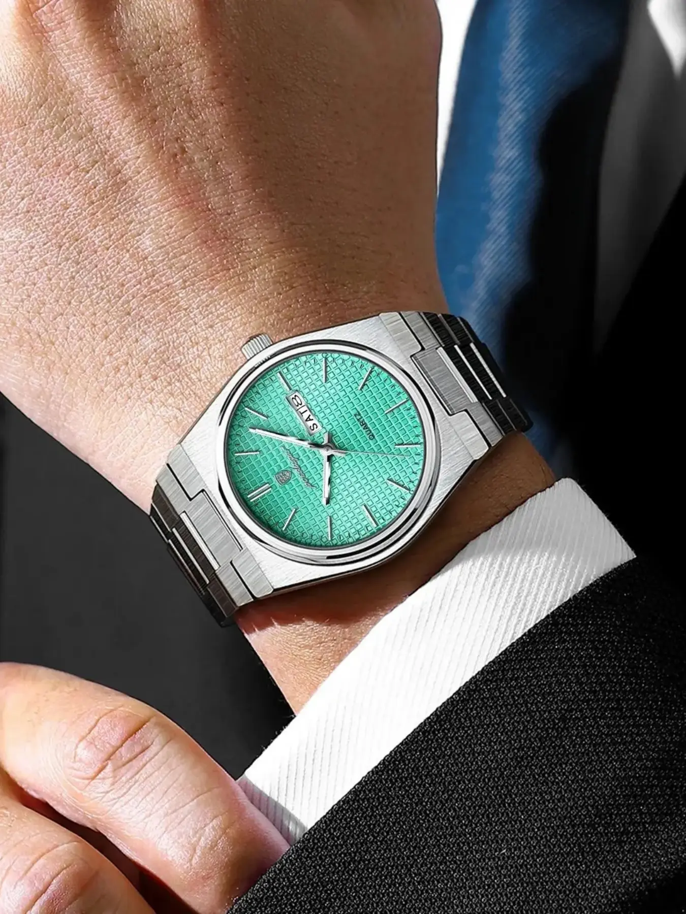 POEDAGAR Exquisite Casual Men's Watch Stainless Steel Waterproof Night Light Fashion Casual Quartz Analog Quartz Men's Watch Date Week Men's Watch Modern Fashionable Wristwatch